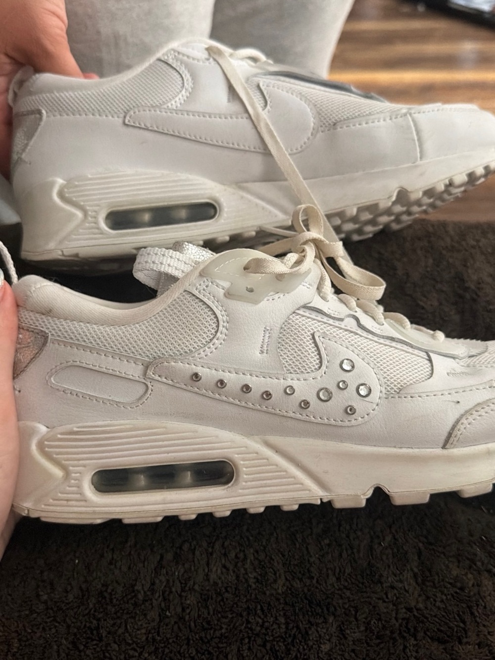 Nike Women’s White Air-Cushioned Sneakers with Stud Detailing